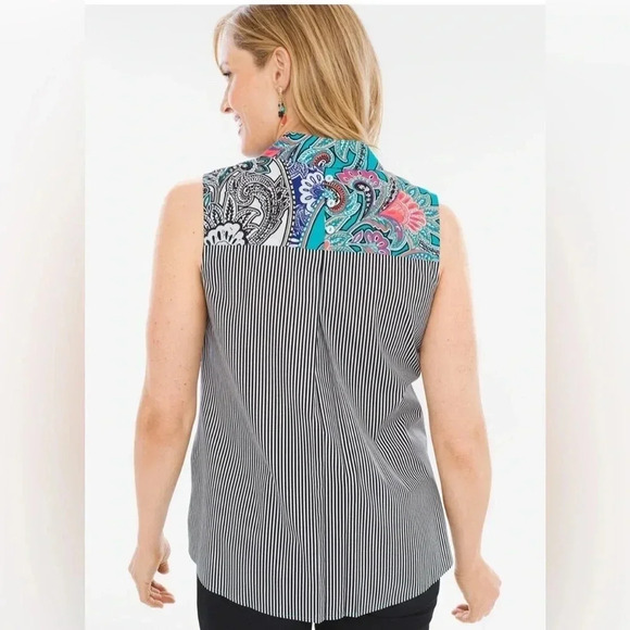 Chico’s Sleeveless Paisley Button-Back Shirt size 3 -XL - Picture 2 of 7